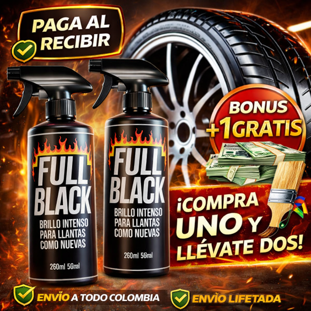 FULL BLACK™ – Restaurador Profesional de Brillo Negro para Llantas 🛒 COMPRA 1 y recibe 3