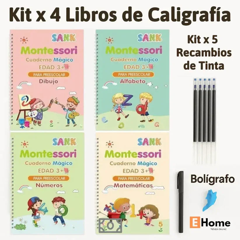 🎁 Promoción: Kit x4 Libros de Caligrafía con Tinta Mágica Reutilizable